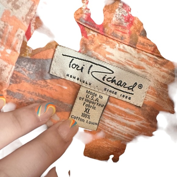 Tori Richard Multicolored Hawaiian Print Button Up 100% Cotton Men Shirt Size XL - Picture 5 of 5